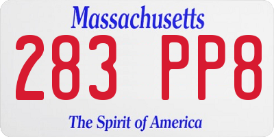 MA license plate 283PP8
