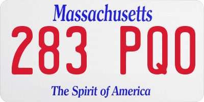 MA license plate 283PQ0