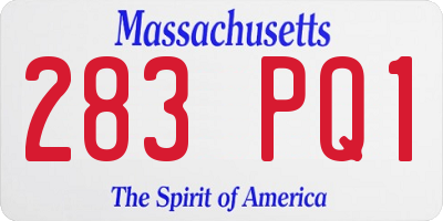 MA license plate 283PQ1