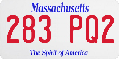 MA license plate 283PQ2