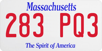MA license plate 283PQ3