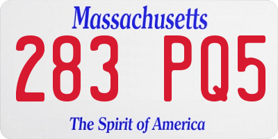 MA license plate 283PQ5