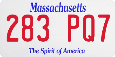 MA license plate 283PQ7