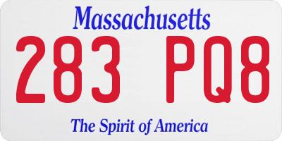 MA license plate 283PQ8