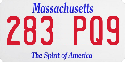 MA license plate 283PQ9
