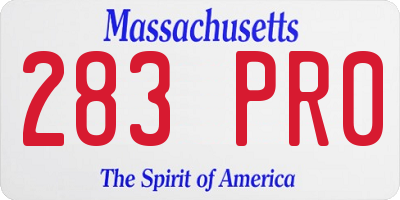 MA license plate 283PR0