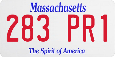 MA license plate 283PR1