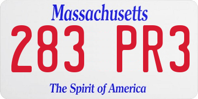 MA license plate 283PR3
