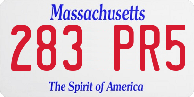 MA license plate 283PR5