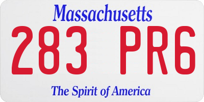 MA license plate 283PR6