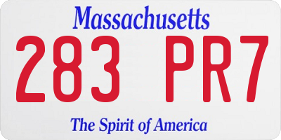 MA license plate 283PR7