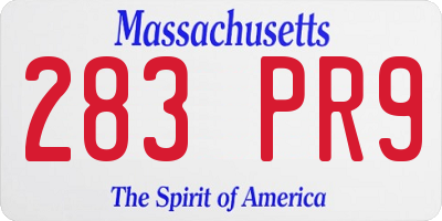 MA license plate 283PR9