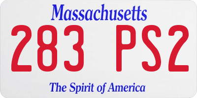 MA license plate 283PS2