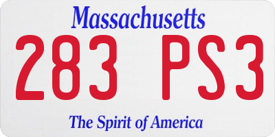 MA license plate 283PS3