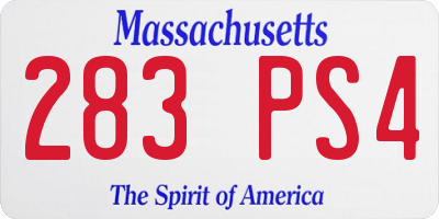 MA license plate 283PS4