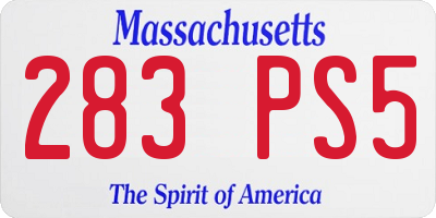 MA license plate 283PS5