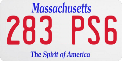 MA license plate 283PS6