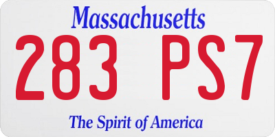 MA license plate 283PS7