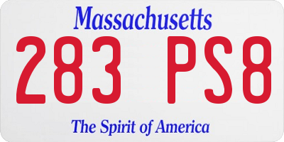 MA license plate 283PS8