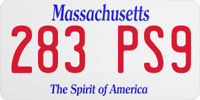 MA license plate 283PS9