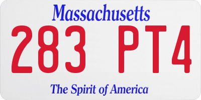 MA license plate 283PT4