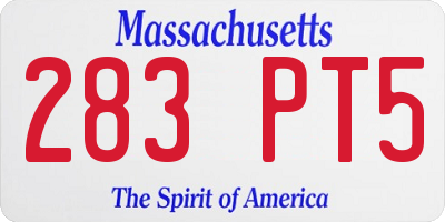 MA license plate 283PT5