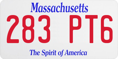 MA license plate 283PT6