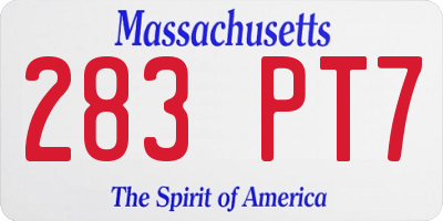 MA license plate 283PT7