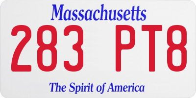 MA license plate 283PT8