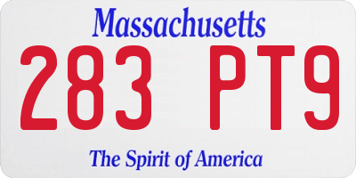 MA license plate 283PT9