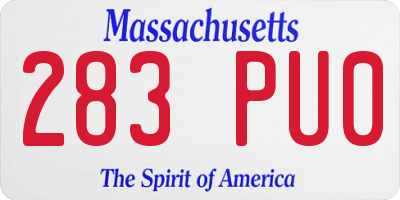 MA license plate 283PU0