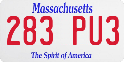 MA license plate 283PU3