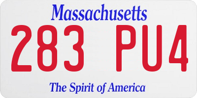 MA license plate 283PU4