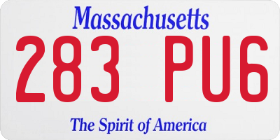 MA license plate 283PU6