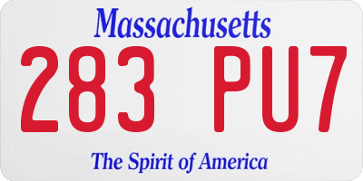 MA license plate 283PU7