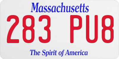MA license plate 283PU8