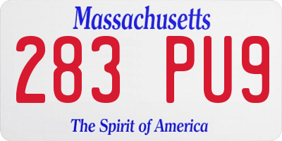 MA license plate 283PU9