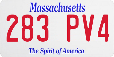 MA license plate 283PV4