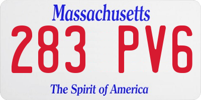 MA license plate 283PV6