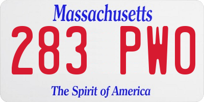 MA license plate 283PW0