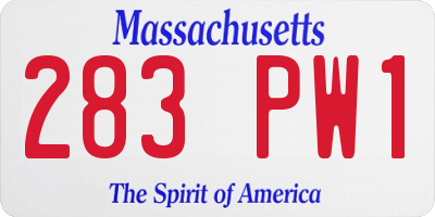MA license plate 283PW1
