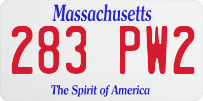 MA license plate 283PW2