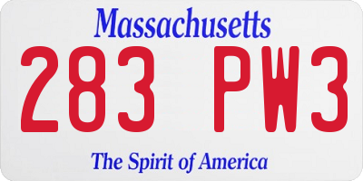 MA license plate 283PW3