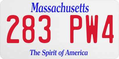 MA license plate 283PW4