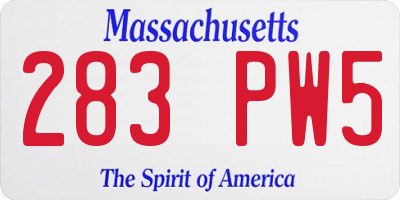 MA license plate 283PW5
