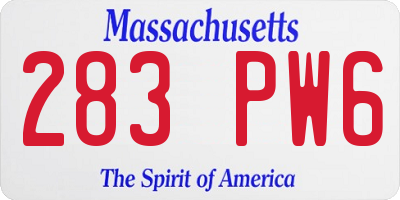 MA license plate 283PW6