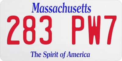 MA license plate 283PW7
