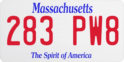 MA license plate 283PW8