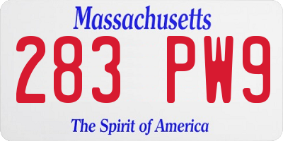MA license plate 283PW9