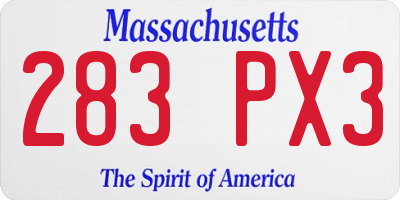 MA license plate 283PX3
